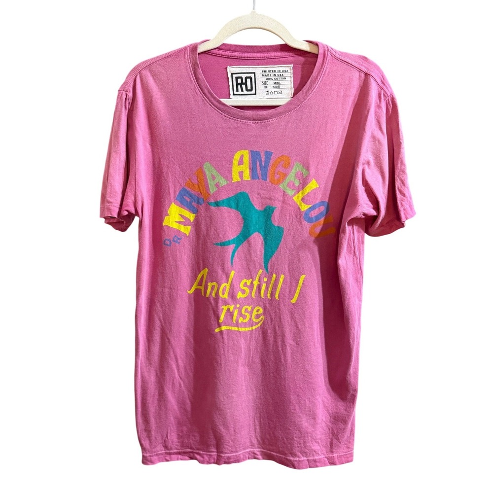 Roots of Fight Dr Maya Angelou Pink‎ Graphic T-Shirt And Still I Rise Small